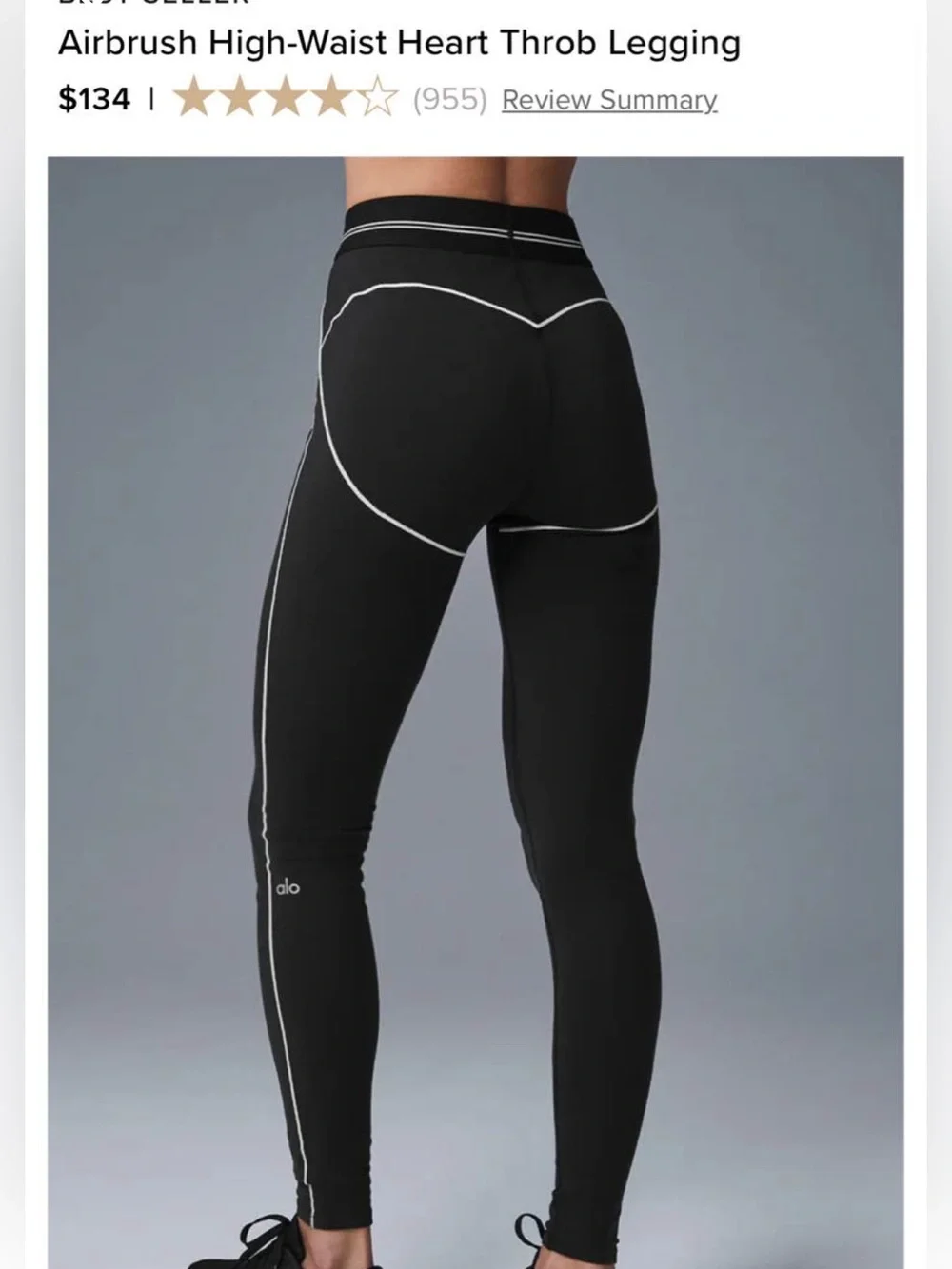 iALO Yoga Black Leggings with White Piping